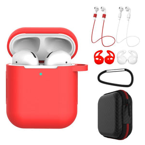 7 in 1 AirPods Accessories Kit Silicone Case with BuckleApple AirPods red