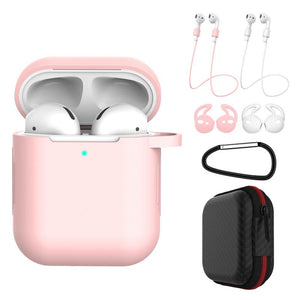 7 in 1 AirPods Accessories Kit Silicone Case with BuckleApple AirPods Light pink