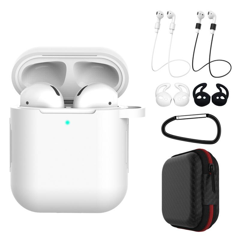 7 in 1 AirPods Accessories Kit Silicone Case with BuckleApple AirPods White