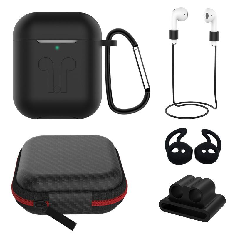 6 in 1 AirPods Accessories Kit Silicone Case with BuckleApple AirPods black