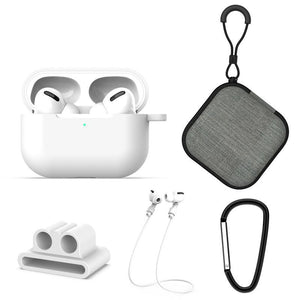 5 in 1 AirPods Accessories Kit Silicone Case with BuckleApple AirPods Pro White