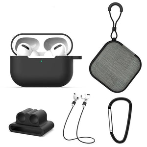 5 in 1 AirPods Accessories Kit Silicone Case with BuckleApple AirPods Pro black