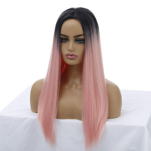 Women's Wig Multi-Color Long Straight Hair Women's Chemical Fiber Hair Wig Sheath