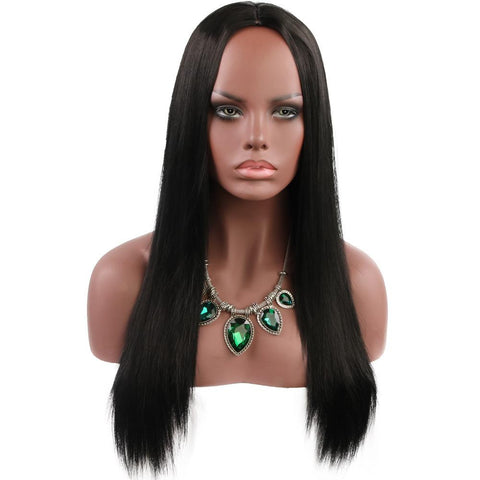 Women's Wig Black Women's Fashion Realistic Mid-Length Straight Hair Head Cover