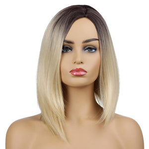 Women's Wig Female Dyed Gradient Short Straight Hair Synthetic Wigs Wig