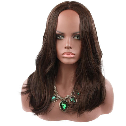 Women's Wig Fashionable Realistic Natural Center-Parted Bangs Mid-Length Curly Hair Head Cover