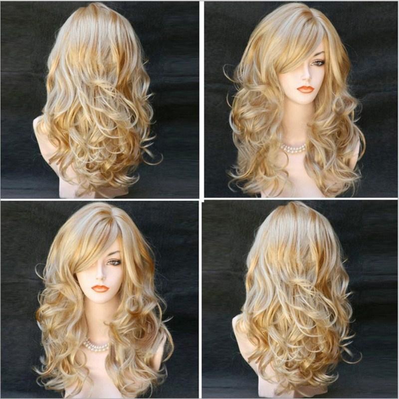 Women Wig Female Wig Hair Multi-Color Medium Long Curly Hair Synthetic Wigs