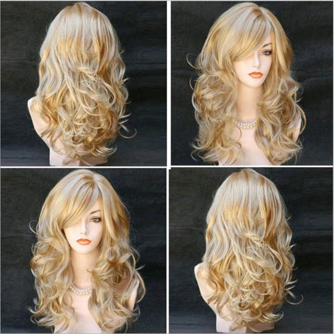 Women Wig Female Wig Hair Multi-Color Medium Long Curly Hair Synthetic Wigs