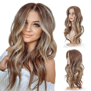 Women's Long Curly Wig Women's Wig Mixed Color Long Curly Hair Synthetic Wigs