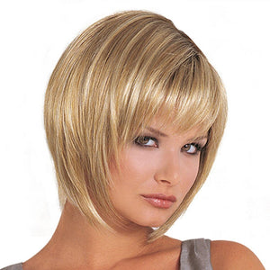 Women's Wig Women's Realistic Natural Wig Side Bangs Short Straight Hair Set