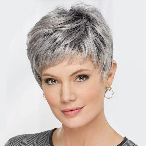 Women's Short Hair Wig Women's Fashion Mixed Color Bangs Synthetic Wigs Wig