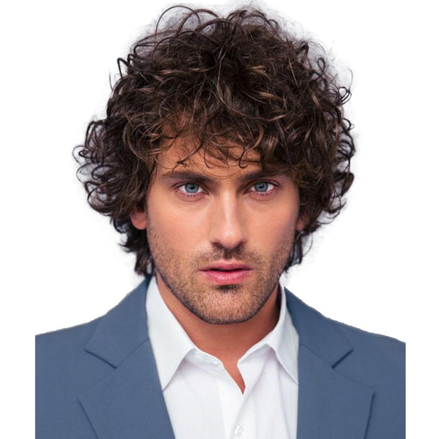 Men's Wig Sheath Popular European and American Men's Fluffy Short Curly Hair