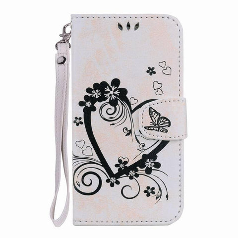 Amor pattern leather case with strap for Samsung Galaxy S7 Edge - Blanc