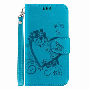 Amor pattern leather case with strap for Samsung Galaxy J2 Pro 2018 - blue