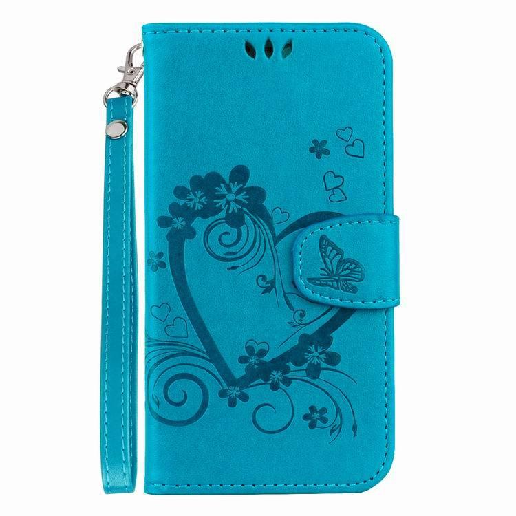 Amor pattern leather case with strap for Samsung Galaxy A5 2018/ A8 2018 - blue