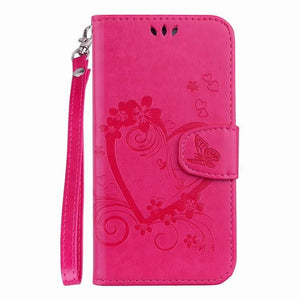 Amor pattern leather case with strap for Samsung Galaxy S8 - Dark pink