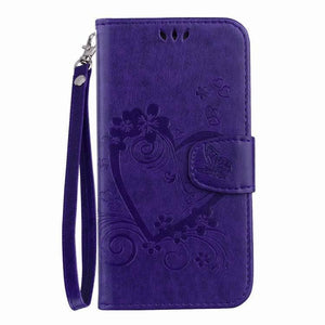 Amor pattern leather case with strap for Samsung Galaxy J2 Pro 2018 - Purple