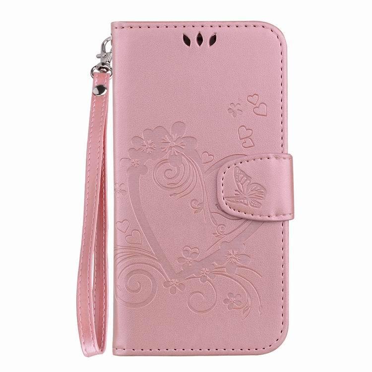 Amor pattern leather case with strap for Samsung Galaxy A5 2018/ A8 2018 - Rose gold