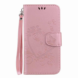 Amor pattern leather case with strap for Samsung Galaxy S6 Edge - Rose gold