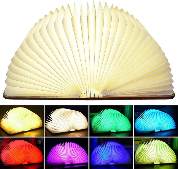 Led Book Lamp 8 Color Modes Book Lamp Wooden Folding Book Lamp Usb Rechargeable Table Lamp Bedside Lamp Decorative Lamps 360 Foldable Night Lights & Ambient Lighting