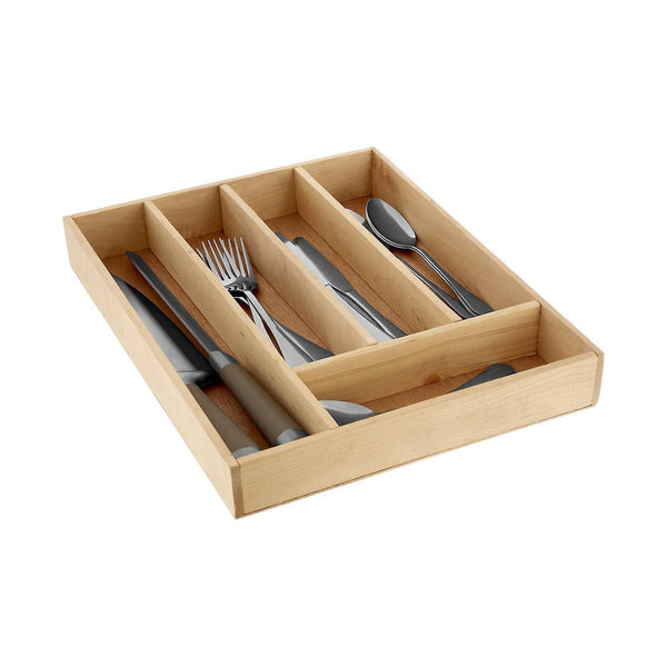 Utensil flatware trays birch wood 5 compartment cutlery tray