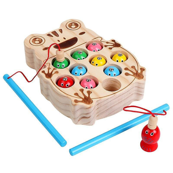 Fishing Toys Magnetic Fishing Games Frog Model Baby Wooden Toys Kindergarten Christmas gift|Fishing