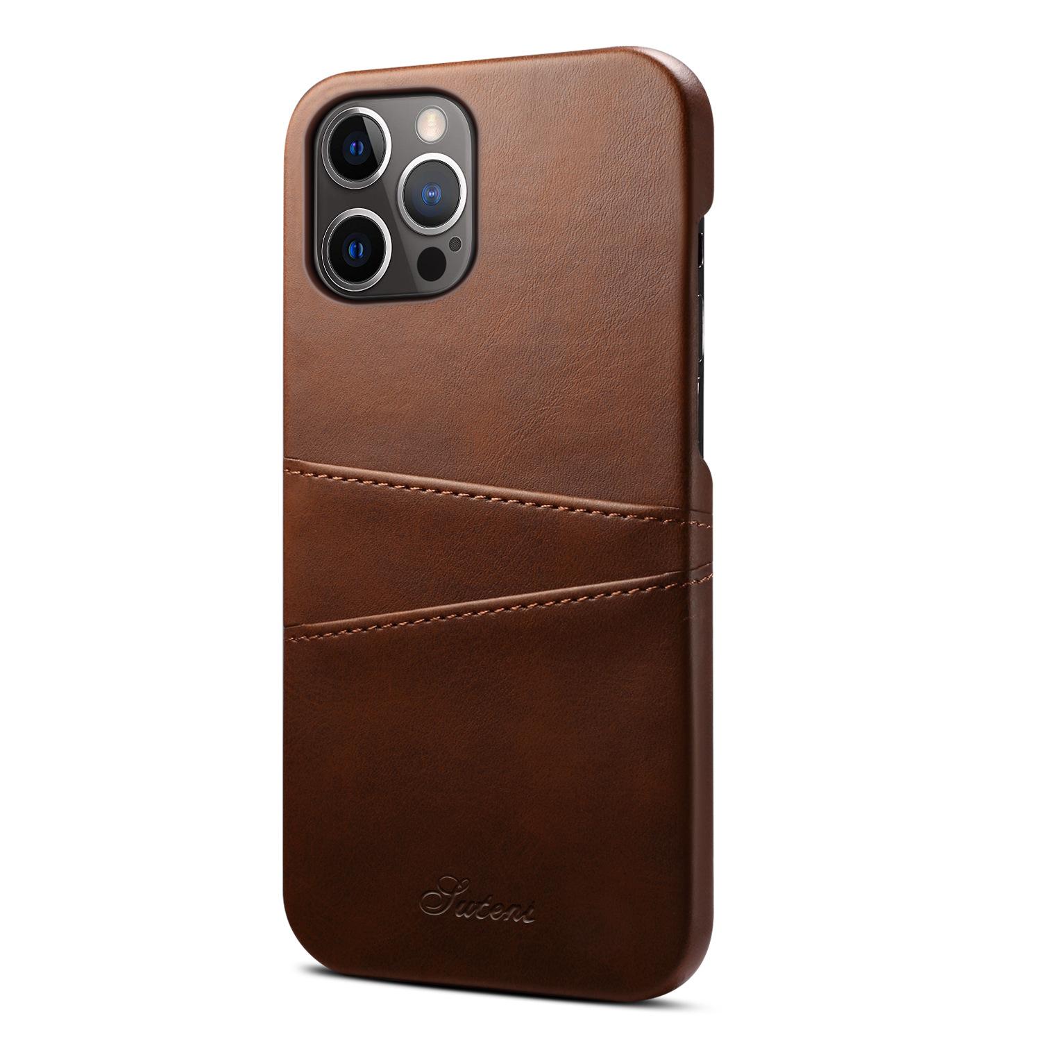 Leather case with wallet card slot for iPhone 12 Pro/ iPhone 12 6.1 brown