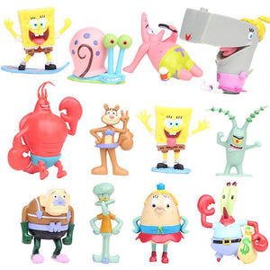 New 12pcs Spongebob Patrick Figure Toy Model Collection Cartoon Cake Decoration ES421ES421