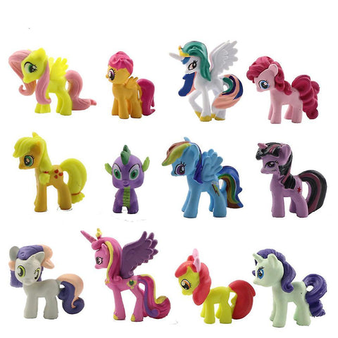 New 12pcs Pony Horse Mini Figure Toy Children Gift Toy ES847ES847