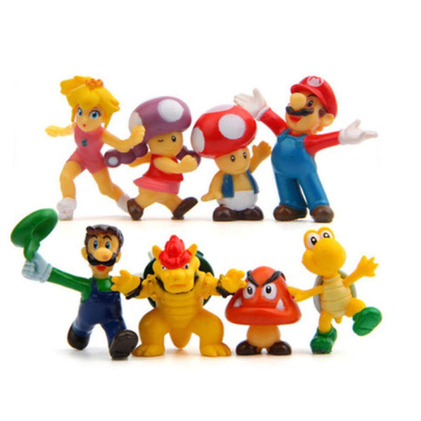 New 8pcs Super Mario Figure Set Yoshi Luigi Toy Doll Anime Collection ES706ES706