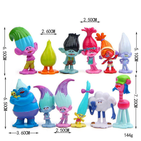 New 12pcs Trolls Magic Hair Poppy Branch Elf Figure Toy ES987ES987