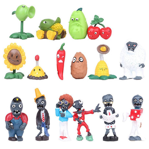 New 16pcs Cartoon Plants Vs Zombies Figure Toy Collection Model Cake Decoration ES1128ES1128