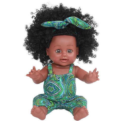 New Silicone Baby Girl Reborn Doll Figure Toy Simulation Short Hair Black ES1137ES1137