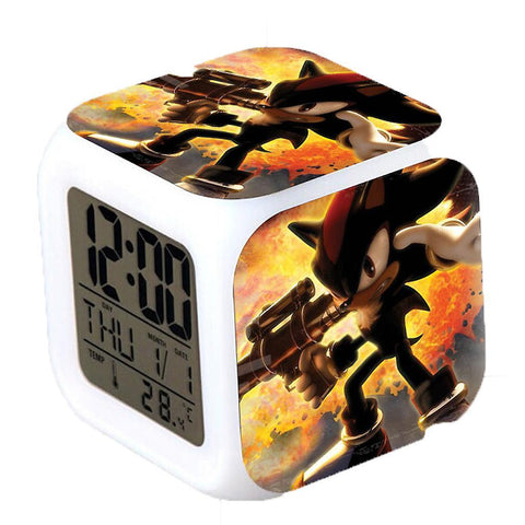 New Sonic The Hedgehog Colorful Color Thermometer Glowing Cube Alarm Clock Map Quartet ES1186