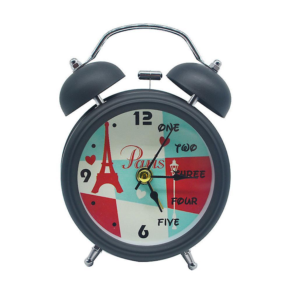 New 3-inch Metal Bell Alarm Clock Mute With Night Light Paris Eiffel Tower Clock ES1242ES1242