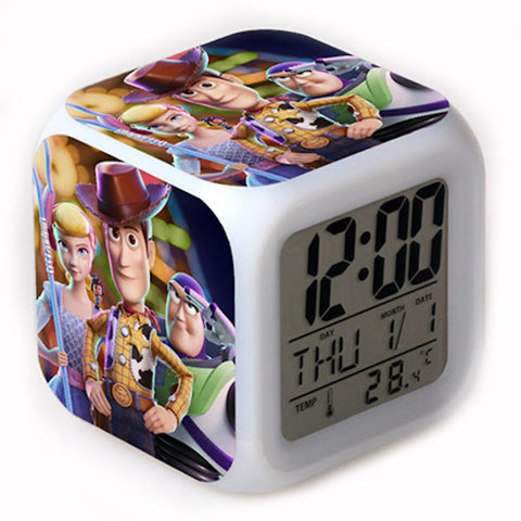 New Toy Story 4 Colorful Alarm Clock Led Clock Square Digital ES1277ES1277