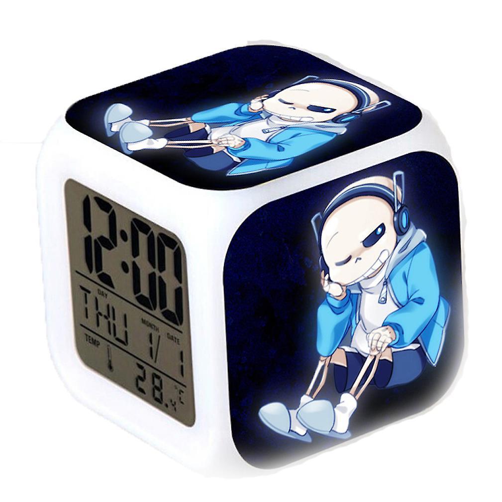 New Undertale Sans Digital Thermometer Glowing Cube Alarm Clock Color Changing Led ES1437