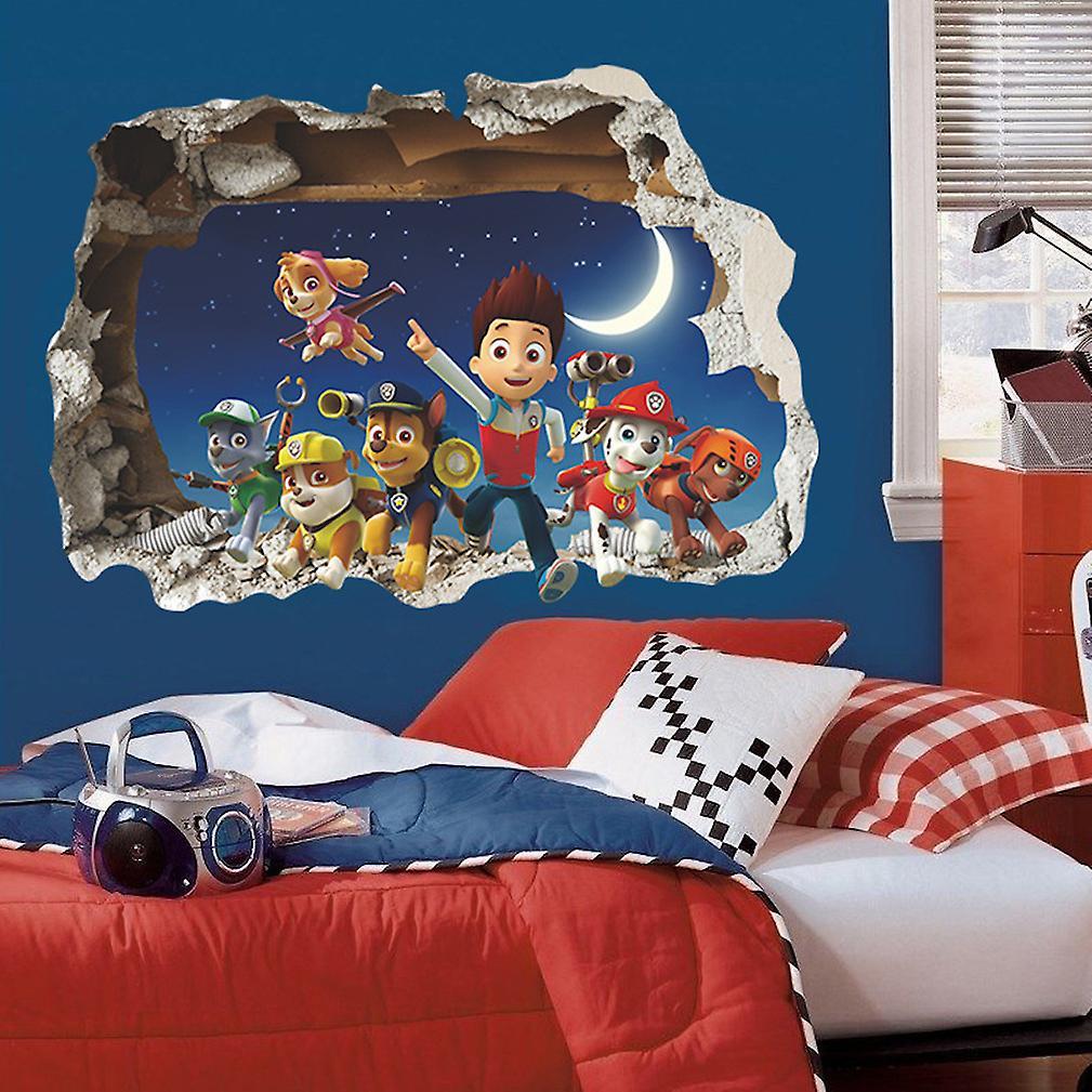 删除New Wall Stickers 3d Broken Wall Cartoon Paw Patrol Children's Room Decorative Murals 70x50cm ES3757ES3757