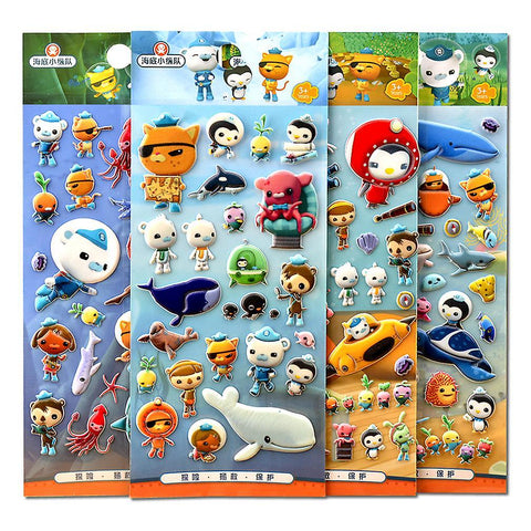 4 Sheets The Octonauts Puffy Cute funny Stickerers CreativeCartoon Waterproof Cute funny Stickerers for Kids ES4810