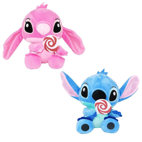 New 2pcs Heart-hugging Stitch Plush Toy Lollipop Lilo Doll Pink Blue ES5278ES5278