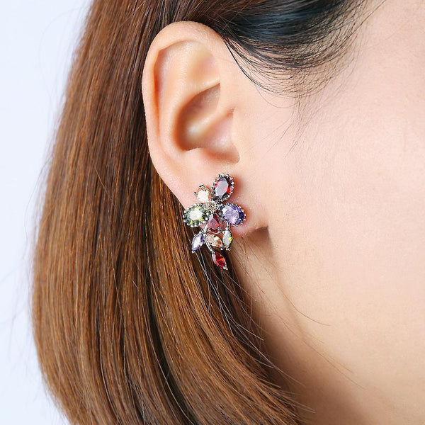 Beautiful Ear Clips Electroplated Platinum Mixed Color Zircon elegant Earringss For Party ES5447