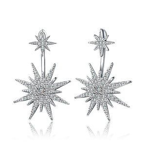 Crafted Ear Studs Star Diamond Covered Silver elegant Earringss For Party ES5619