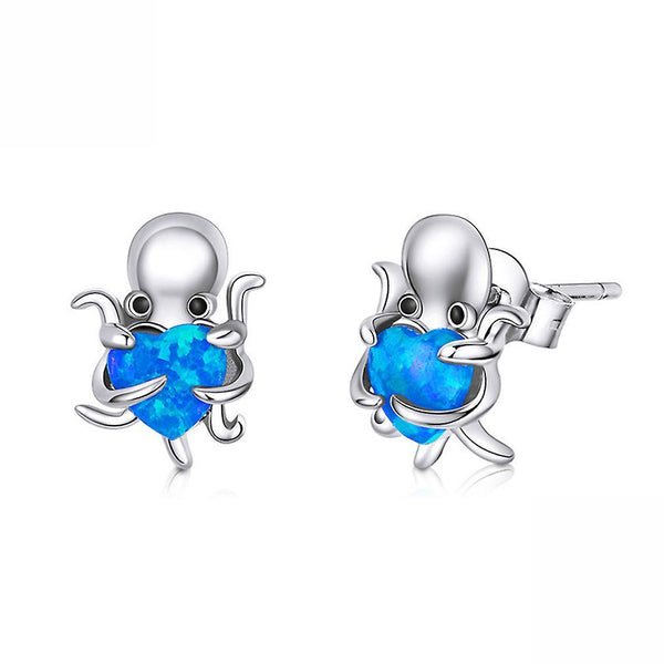 Beautiful elegant Earringss Octopus Silver S925 silver Sterling Silver Antiallergy Ear Studs For Ball ES5892