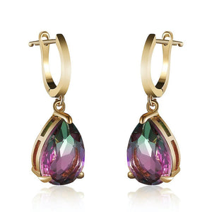 Originality Ear Clips Tourmaline Color Dewdrop Pear elegant Earringss For Wedding ES6125