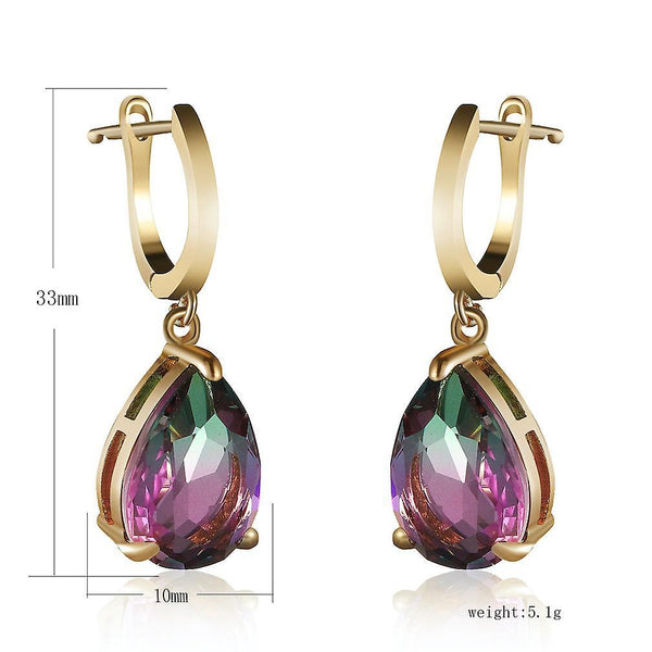 Originality Ear Clips Tourmaline Color Dewdrop Pear elegant Earringss For Wedding ES6125