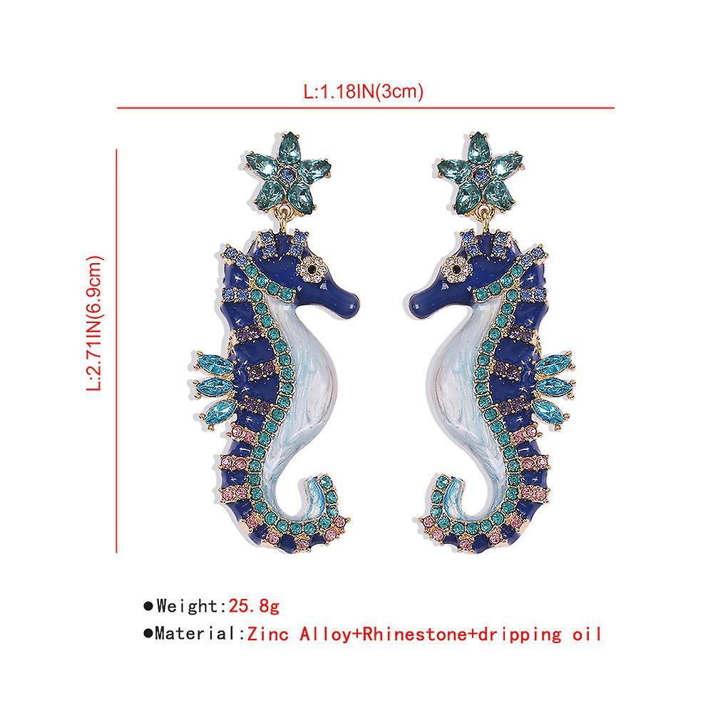 New Earrings Dripping Oil Seahorse Colored Ear Clips Eardrops For Party ES6472ES6472