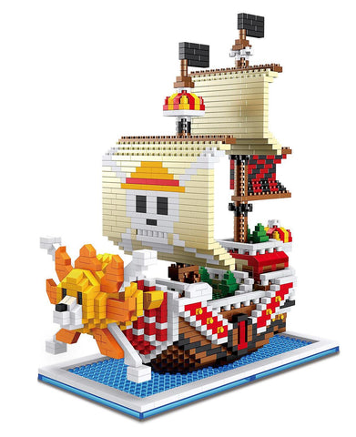 New One Piece Thousand Sunny Building Blocks Puzzle Micro 3d Figures Educational Brick Toys ES7505ES7505