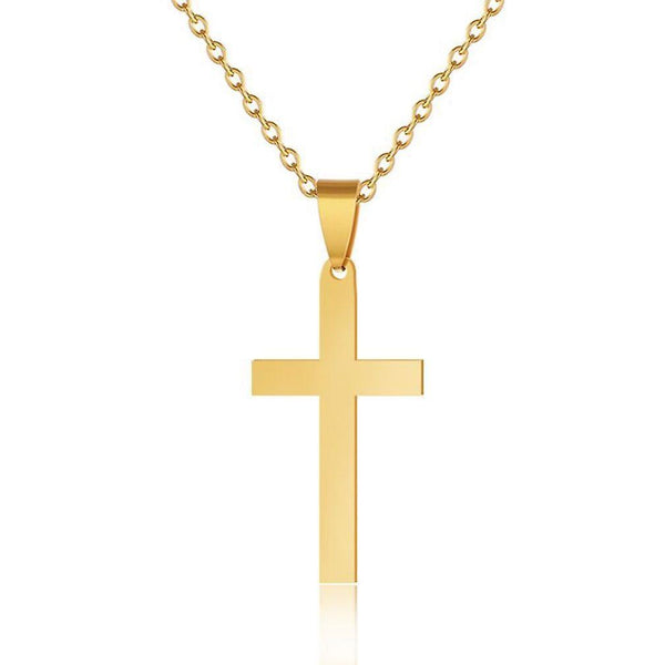 New Women Necklace Small Cross Golden Stainless Steel Gold Pendant For Daily Use ES8206