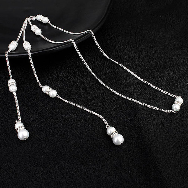 New Women Necklace Tassel Diamond Body Chains Pearl Pendant For Ceremony ES8435