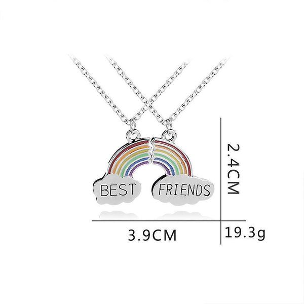 New Women Necklace Rainbow Best Friends Two Flaps Stitching Pendant For Wedding ES8443